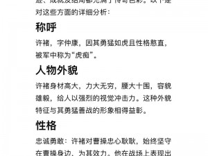 许褚属性技能深度解析：江山武将之朕的江山中许褚战力与特色详解