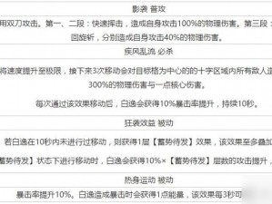 无期迷途：白逸角色深度解析与技能全面介绍，探讨其在实际游戏中的表现与实用性