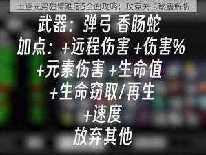 土豆兄弟独臂难度5全面攻略：攻克关卡秘籍解析