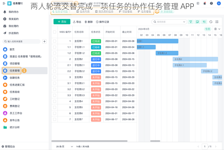 两人轮流交替完成一项任务的协作任务管理 APP