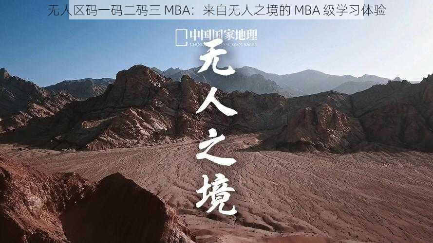 无人区码一码二码三 MBA：来自无人之境的 MBA 级学习体验