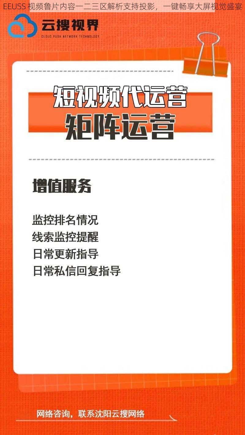 EEUSS 视频鲁片内容一二三区解析支持投影，一键畅享大屏视觉盛宴