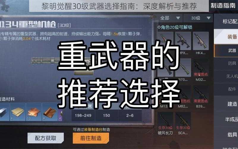 黎明觉醒30级武器选择指南：深度解析与推荐