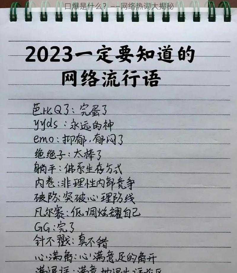 口爆是什么？——网络热词大揭秘