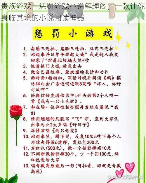 贵族游戏一惩罚游戏小说笔趣阁，一款让你身临其境的小说阅读神器