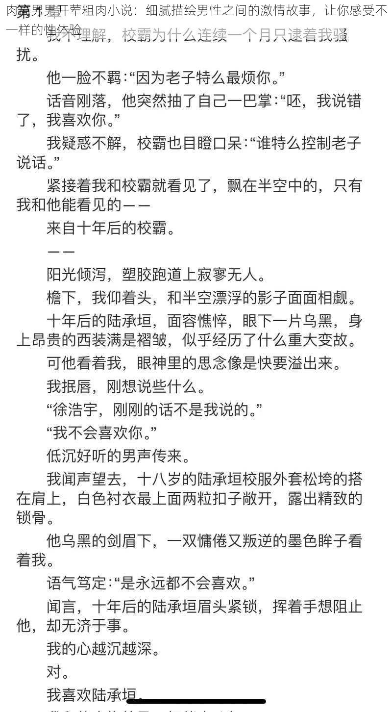 肉高男男开荤粗肉小说：细腻描绘男性之间的激情故事，让你感受不一样的性体验