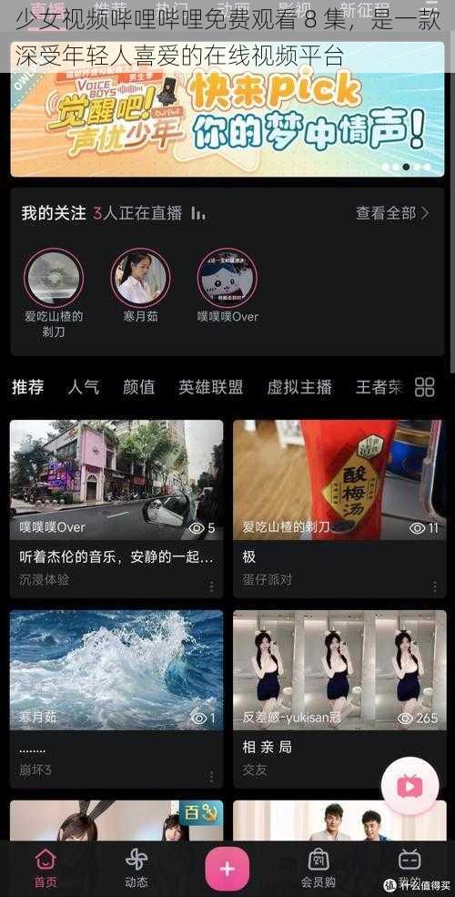 少女视频哔哩哔哩免费观看 8 集，是一款深受年轻人喜爱的在线视频平台