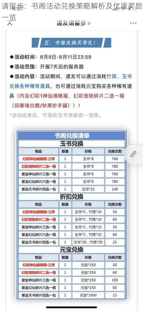 请留步：书阁活动兑换策略解析及优质奖励一览