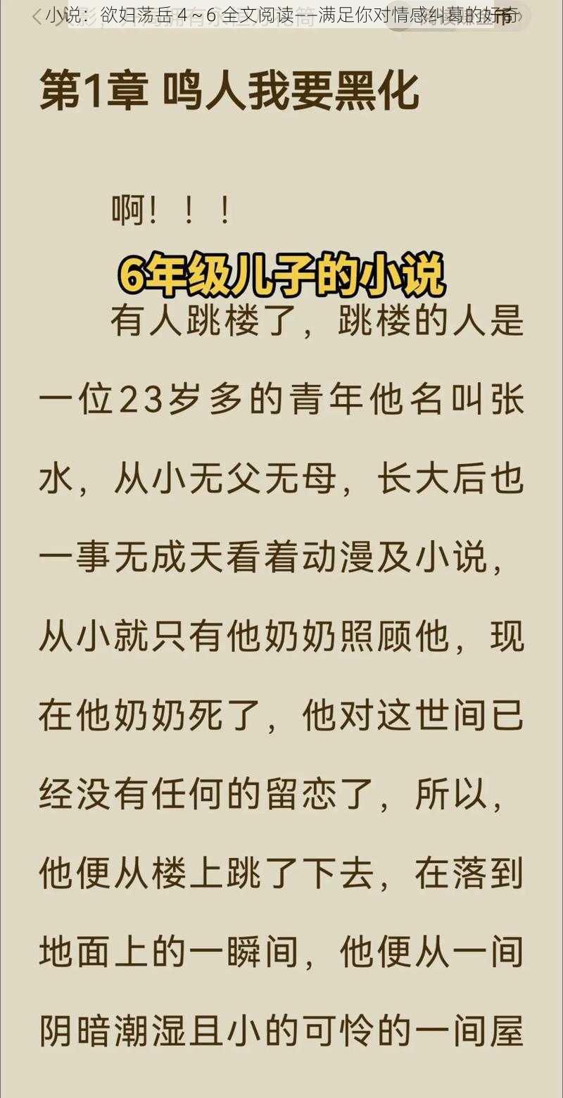 小说：欲妇荡岳 4～6 全文阅读——满足你对情感纠葛的好奇