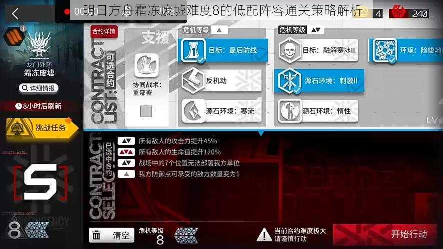 明日方舟霜冻废墟难度8的低配阵容通关策略解析