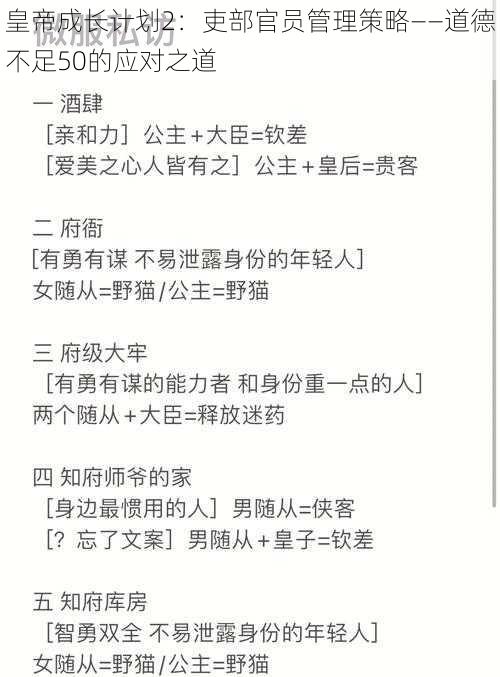 皇帝成长计划2：吏部官员管理策略——道德不足50的应对之道