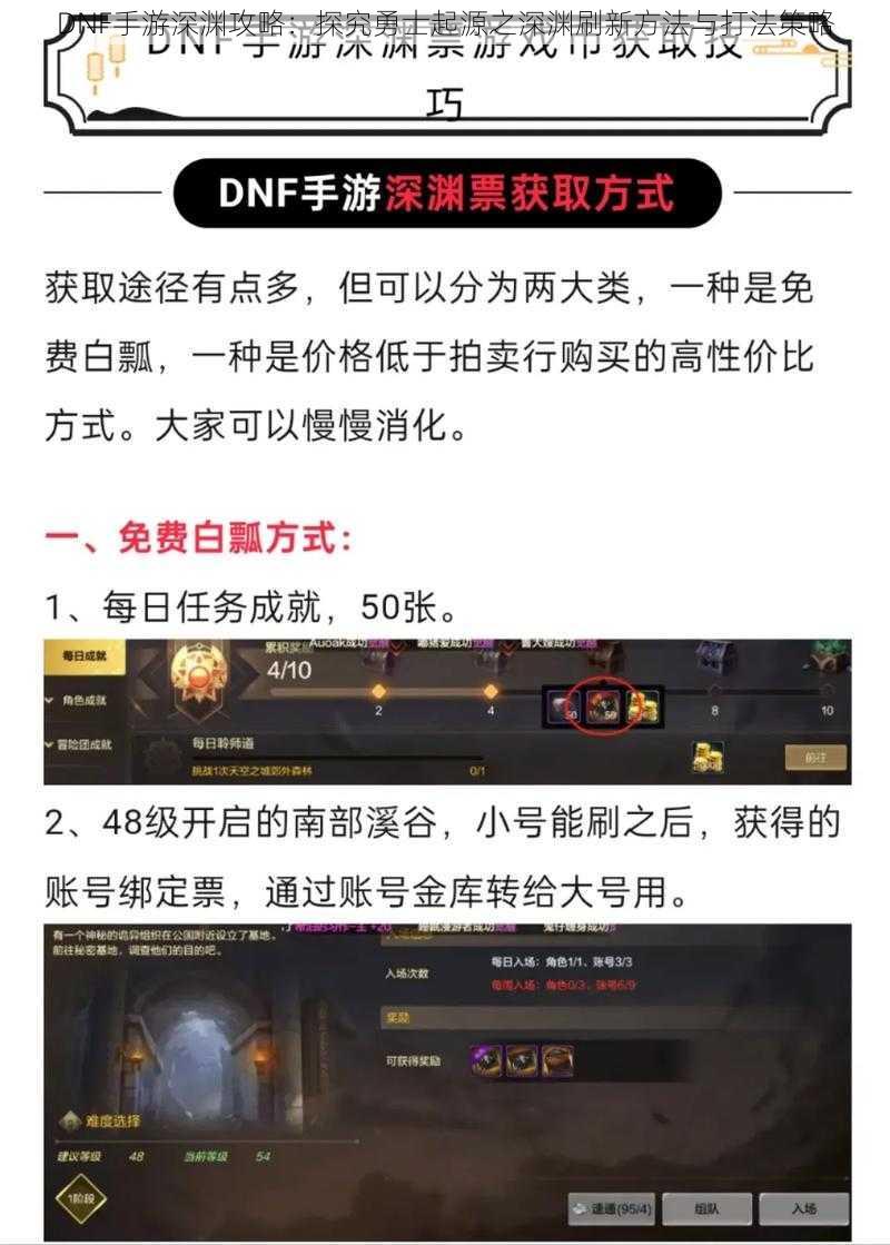 DNF手游深渊攻略：探究勇士起源之深渊刷新方法与打法策略