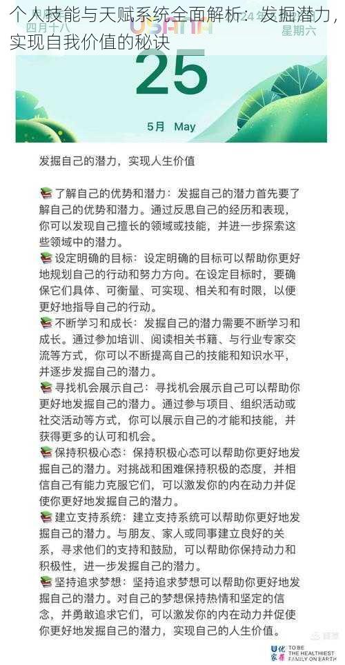 个人技能与天赋系统全面解析：发掘潜力，实现自我价值的秘诀