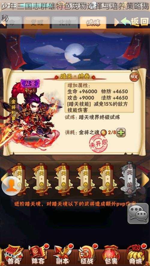 少年三国志群雄特色宠物选择与培养策略揭秘