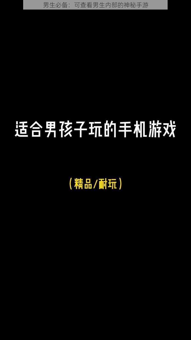 男生必备：可查看男生内部的神秘手游