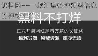 黑料网——一款汇集各种黑料信息的神秘平台