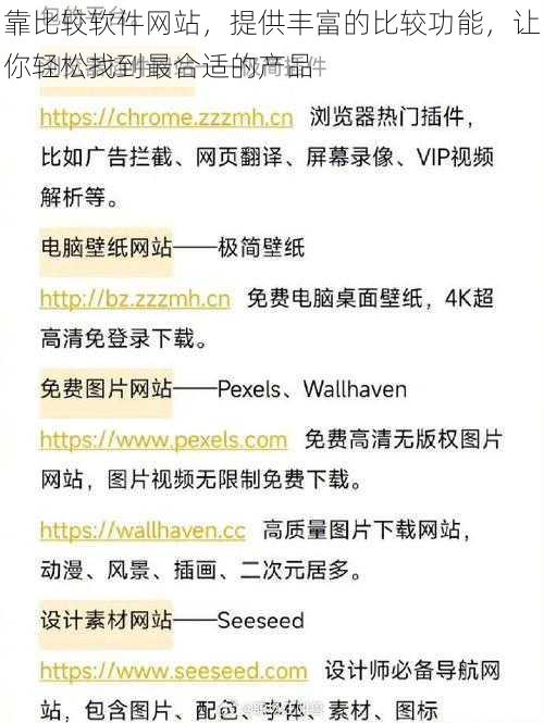 靠比较软件网站，提供丰富的比较功能，让你轻松找到最合适的产品