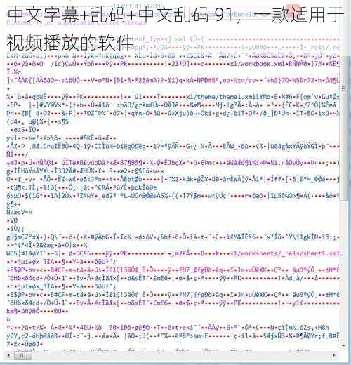 中文字幕+乱码+中文乱码 91，一款适用于视频播放的软件