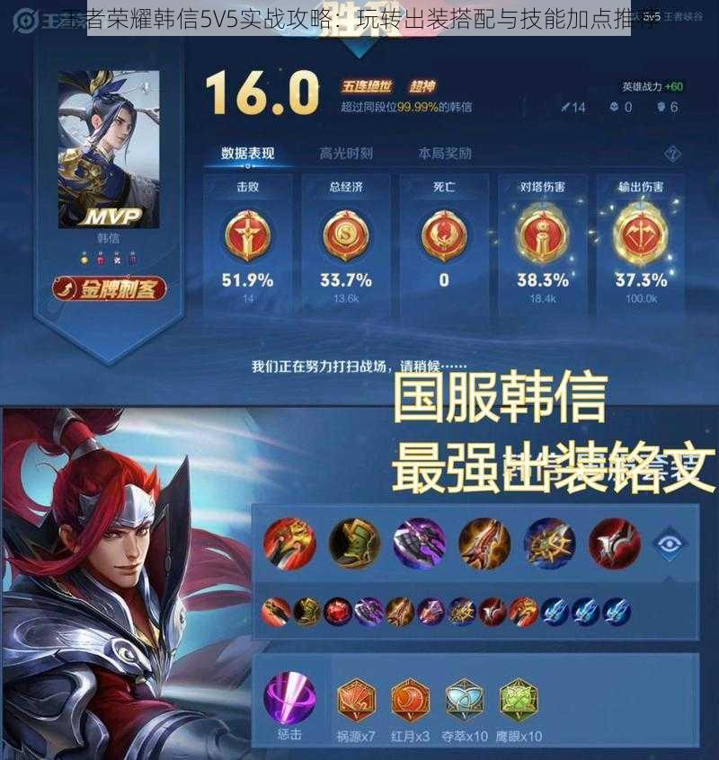 王者荣耀韩信5V5实战攻略：玩转出装搭配与技能加点推荐