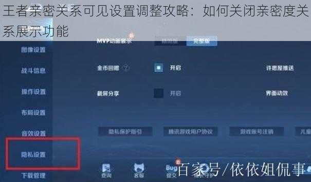 王者亲密关系可见设置调整攻略：如何关闭亲密度关系展示功能