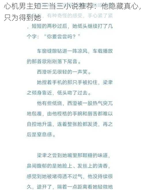 心机男主知三当三小说推荐：他隐藏真心，只为得到她