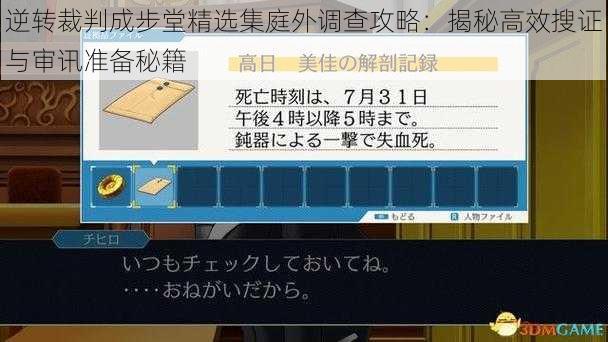 逆转裁判成步堂精选集庭外调查攻略：揭秘高效搜证与审讯准备秘籍