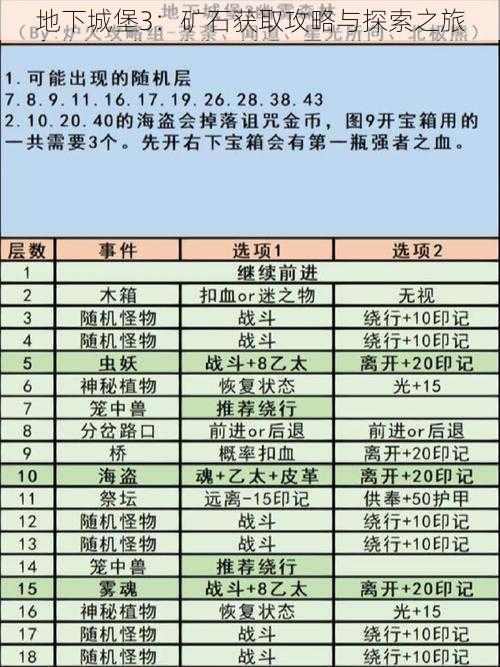 地下城堡3：矿石获取攻略与探索之旅