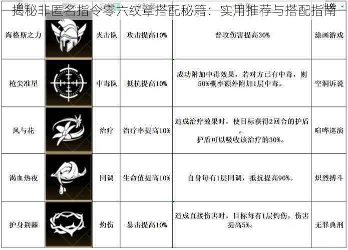 揭秘非匿名指令零六纹章搭配秘籍：实用推荐与搭配指南