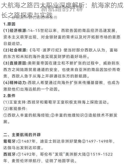 大航海之路四大职业深度解析：航海家的成长之路探索与实践