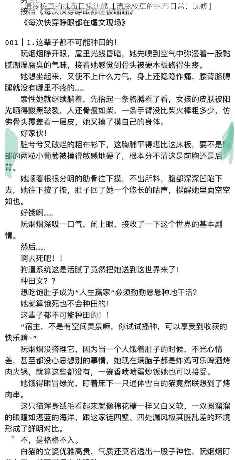 清冷校草的抹布日常沈修【清冷校草的抹布日常：沈修】