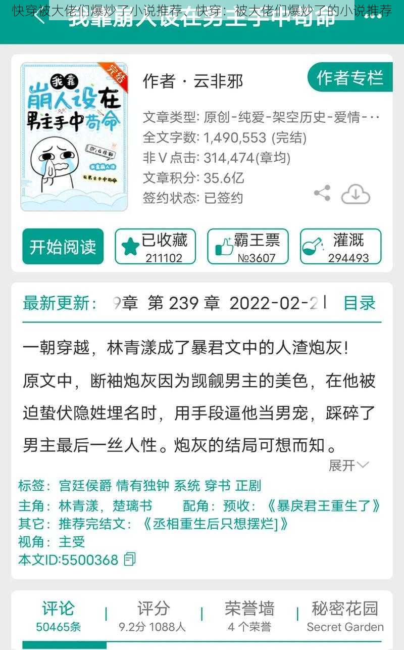 快穿被大佬们爆炒了小说推荐、快穿：被大佬们爆炒了的小说推荐