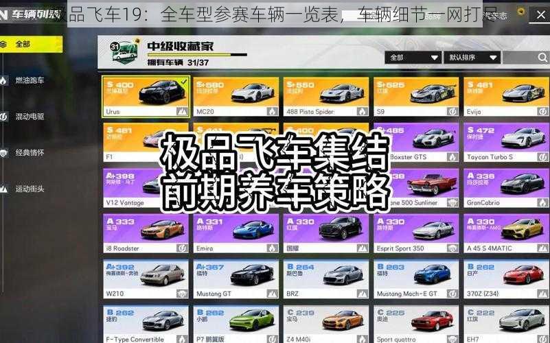 极品飞车19：全车型参赛车辆一览表，车辆细节一网打尽