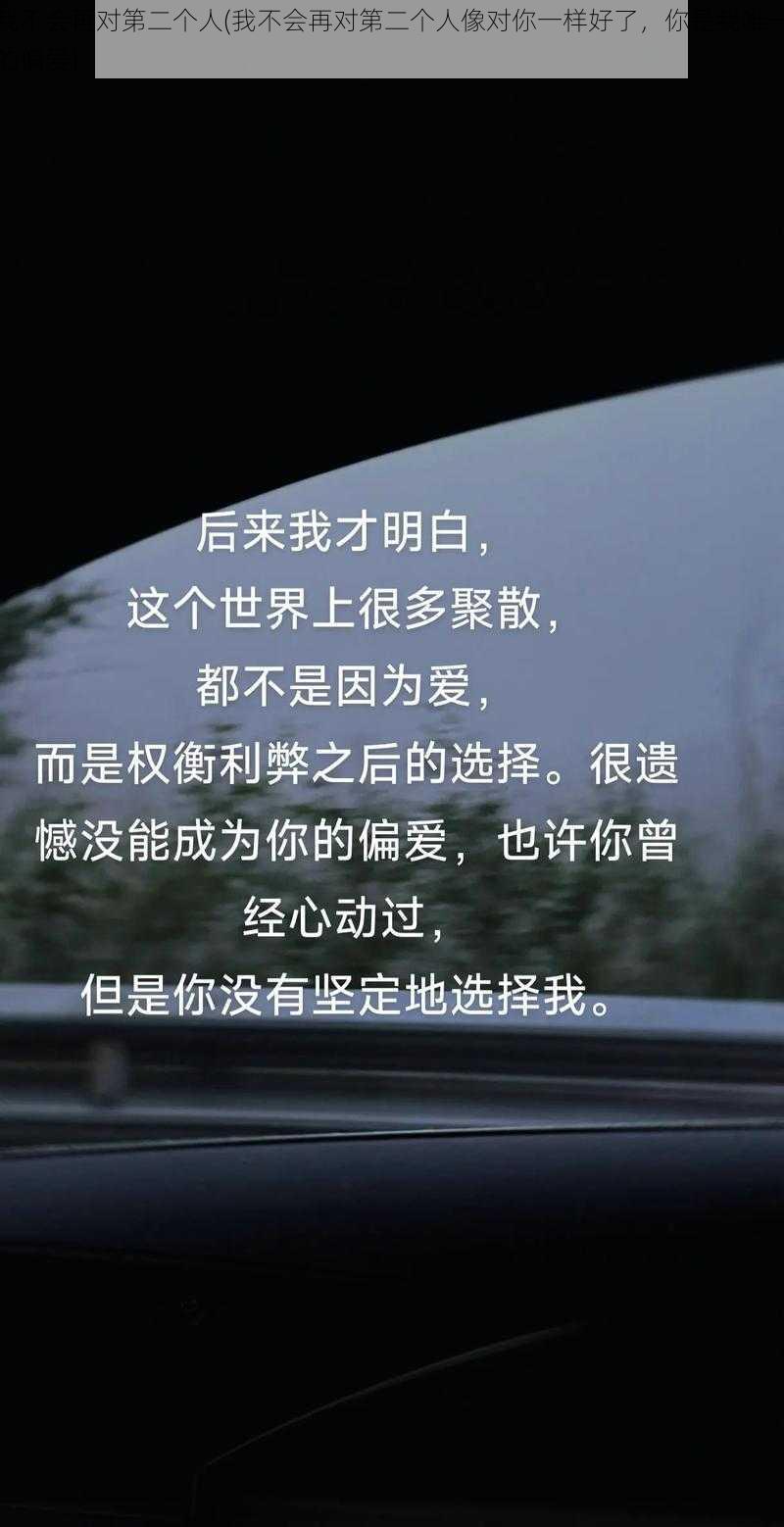 我不会再对第二个人(我不会再对第二个人像对你一样好了，你是我唯一的偏爱)