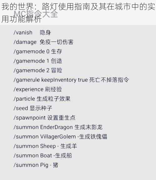 我的世界：路灯使用指南及其在城市中的实用功能解析