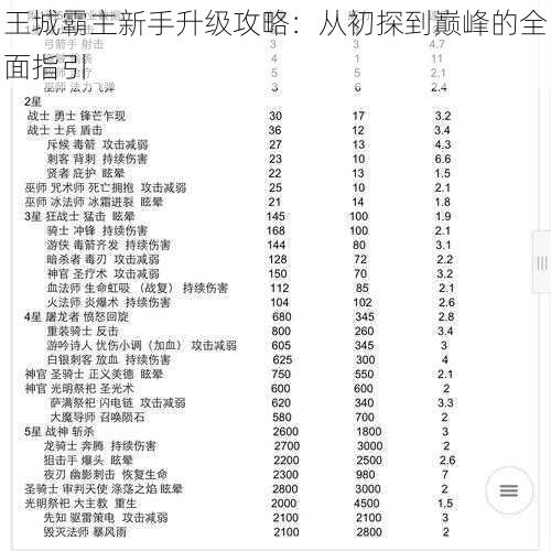 王城霸主新手升级攻略：从初探到巅峰的全面指引