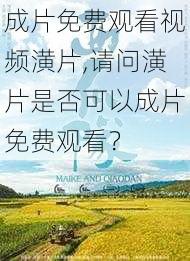 成片免费观看视频潢片,请问潢片是否可以成片免费观看？