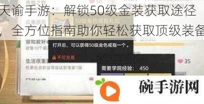 天谕手游：解锁50级金装获取途径，全方位指南助你轻松获取顶级装备