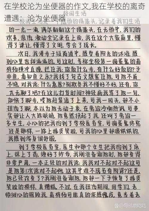 在学校沦为坐便器的作文,我在学校的离奇遭遇：沦为坐便器