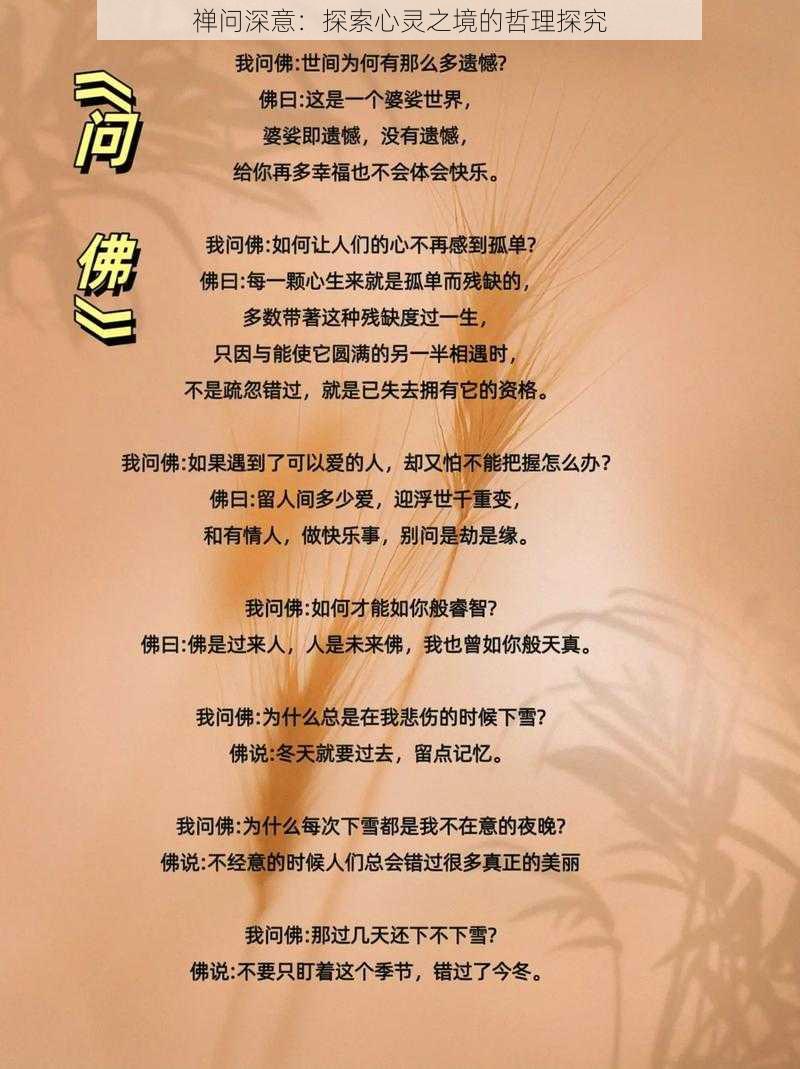 禅问深意：探索心灵之境的哲理探究